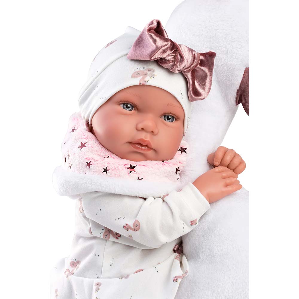Llorens - Baby Girl Doll With Clothing And Accessories: Tina Llorona With Swan Cushion- 44cm (Crying Mechanism)