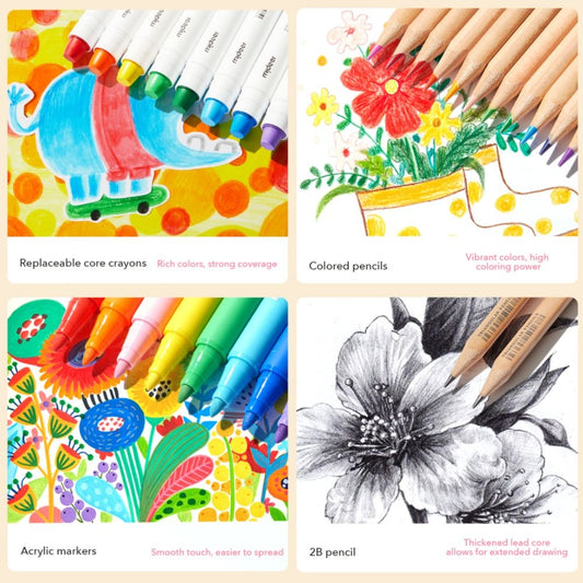 Mideer - Kids Drawing Art Set with Carry-on Bag - Pink - 75pcs