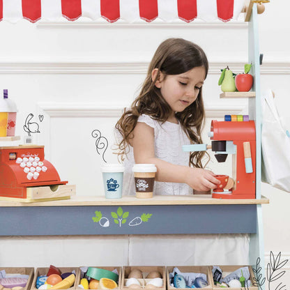 Le Toy Van - Wooden Toy Coffee Machine & Pods - 9pcs