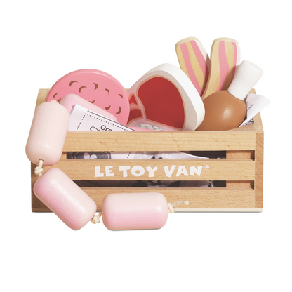 Le Toy Van - Wooden Butchers Meat Food Crate - 7pcs
