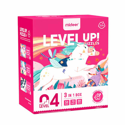 Mideer - Level Up Puzzles - 3-in-1 - Level 4 Unicorn Fantasy