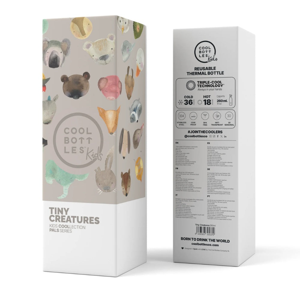 Cool Bottles - Kids Triple-Insulated Water Bottle - Tiny Creatures 260ml