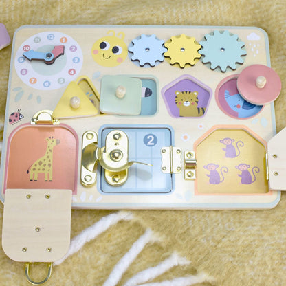 TookyToy - Wooden Busy Board - Pastel