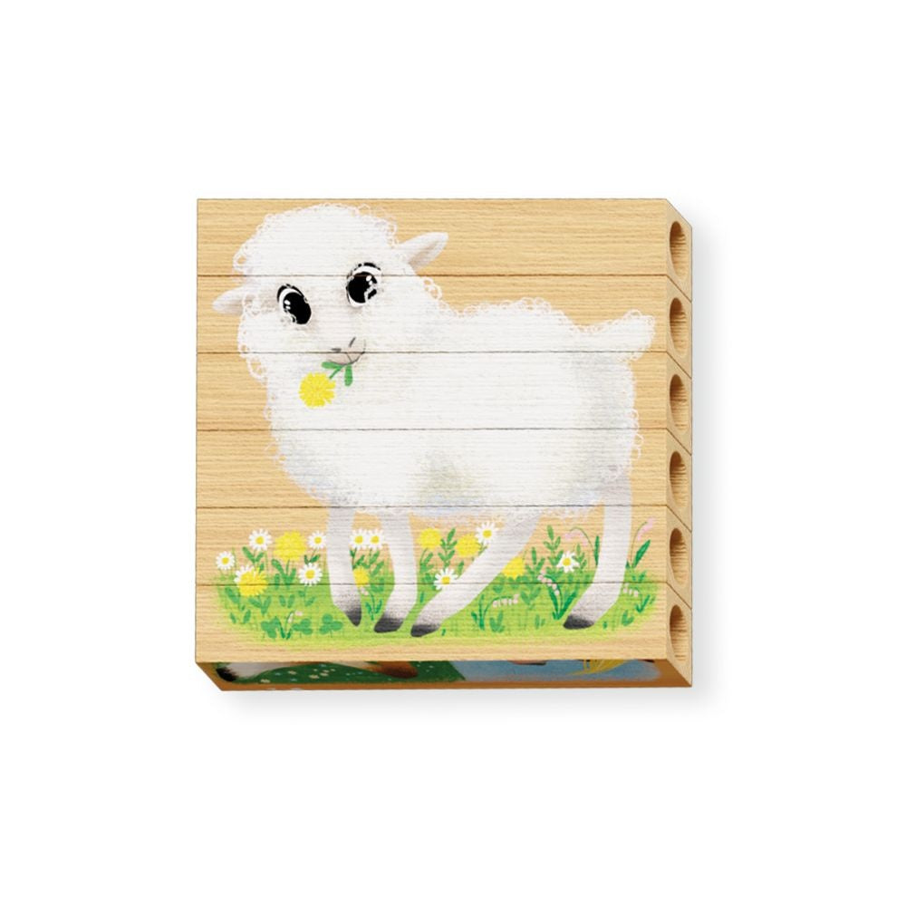 Quercetti - Wooden, Eco-Friendly Farm Animals Block Puzzles: 4 Puzzles