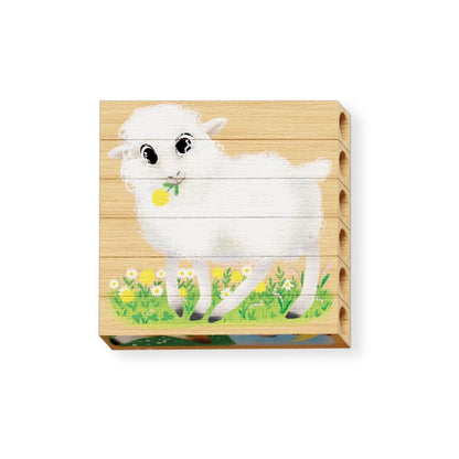 Quercetti - Wooden, Eco-Friendly Farm Animals Block Puzzles: 4 Puzzles