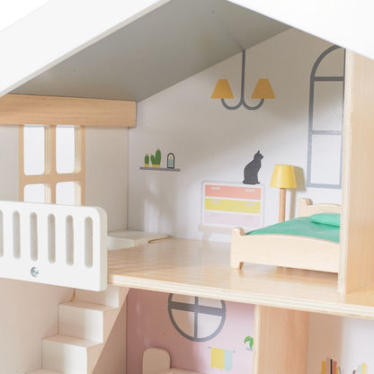 Classic World - Pretend & Play - Happy Villa Dollhouse with Furniture