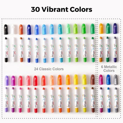 Jar Meló - Twistable Washable Silky Crayons - Wet & Dry Art Set - 30 Colours