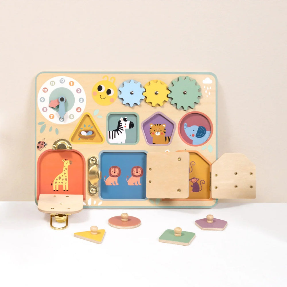 TookyToy - Wooden Busy Board - Pastel