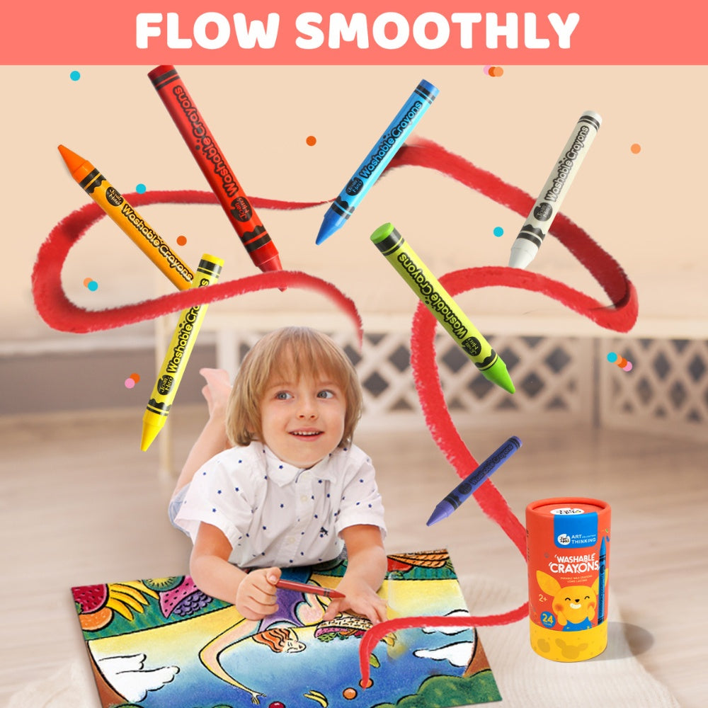 Jar Meló - Wax Crayons - Washable Non-Toxic - 24 Colours