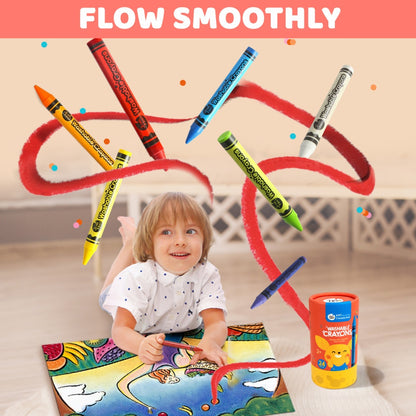 Jar Meló - Wax Crayons - Washable Non-Toxic - 24 Colours