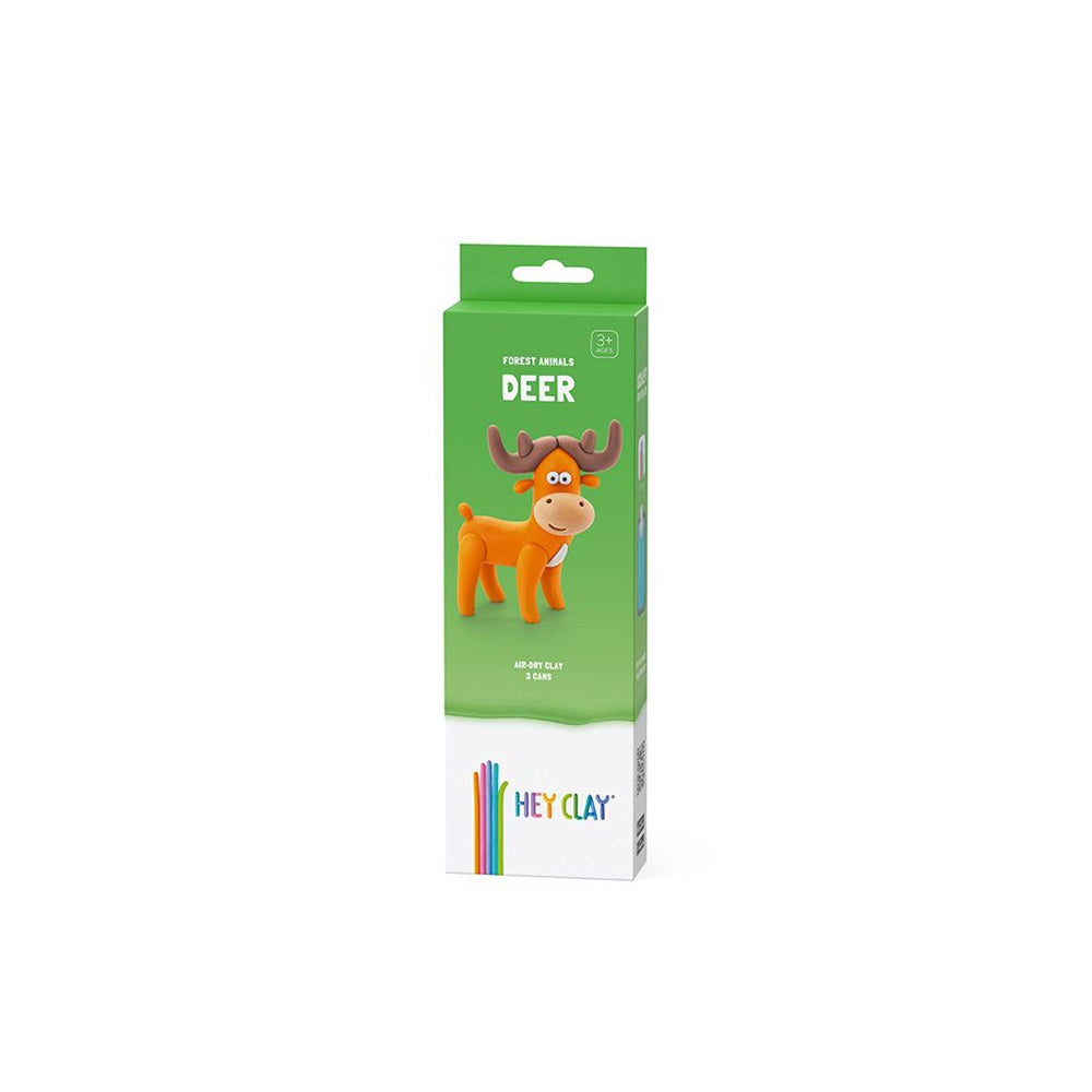 Hey Clay - Modelling Air-Dry Clay with Fun Interactive App - Deer, series Forest Animals, 3 cans