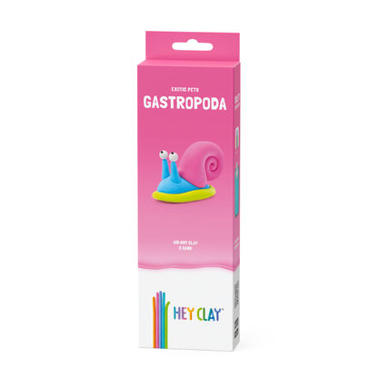 Hey Clay - Modelling Air-Dry Clay with Fun Interactive App - Gastropoda, Series Exotic Pets, 3 cans