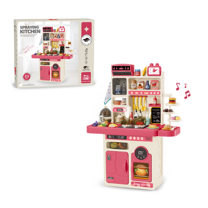 Cogo - Pretend & Play Kitchen Set with Light & Sound Effects - Pink - 89 Pieces