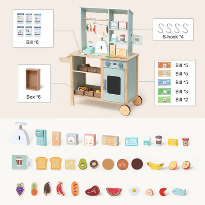TookyToy - Pretend Play Wooden Grocery Store with Accessories