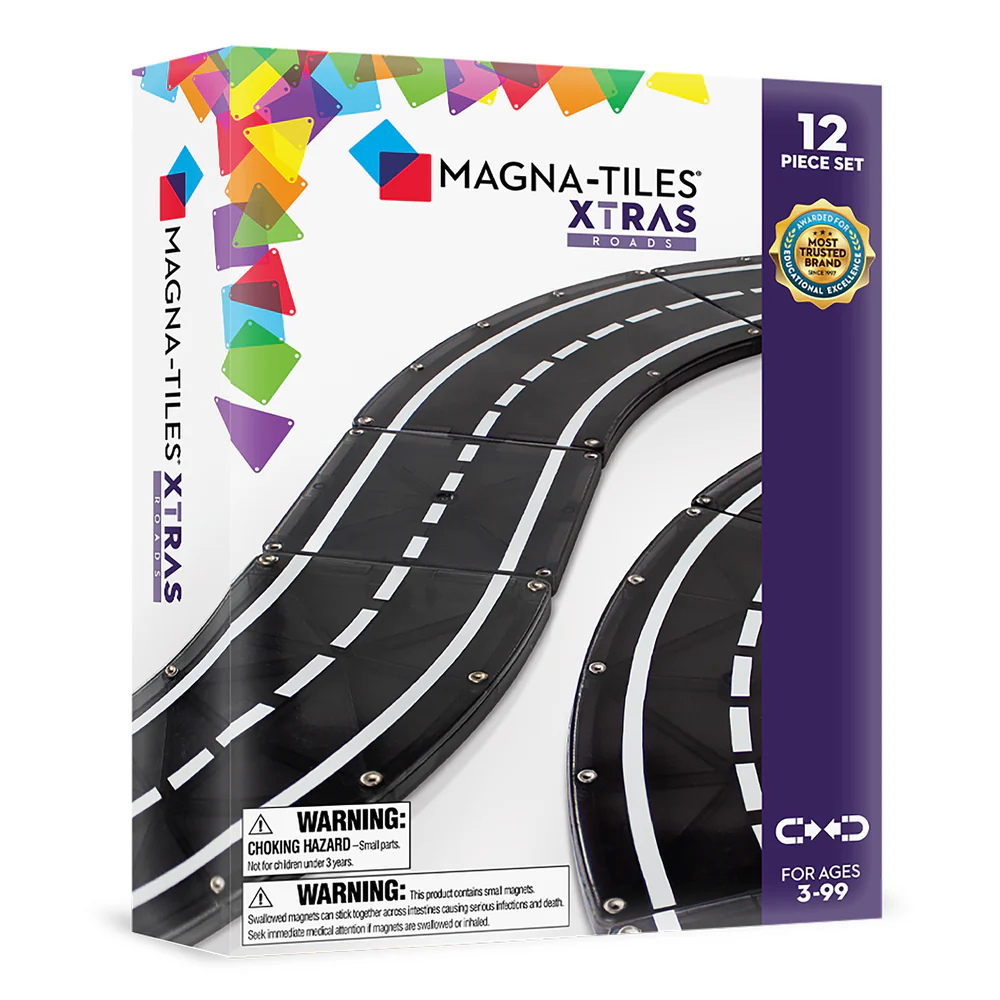 Magna-Tiles - Magnetic Construction Set - XTRAS Roads Set: 12 pcs