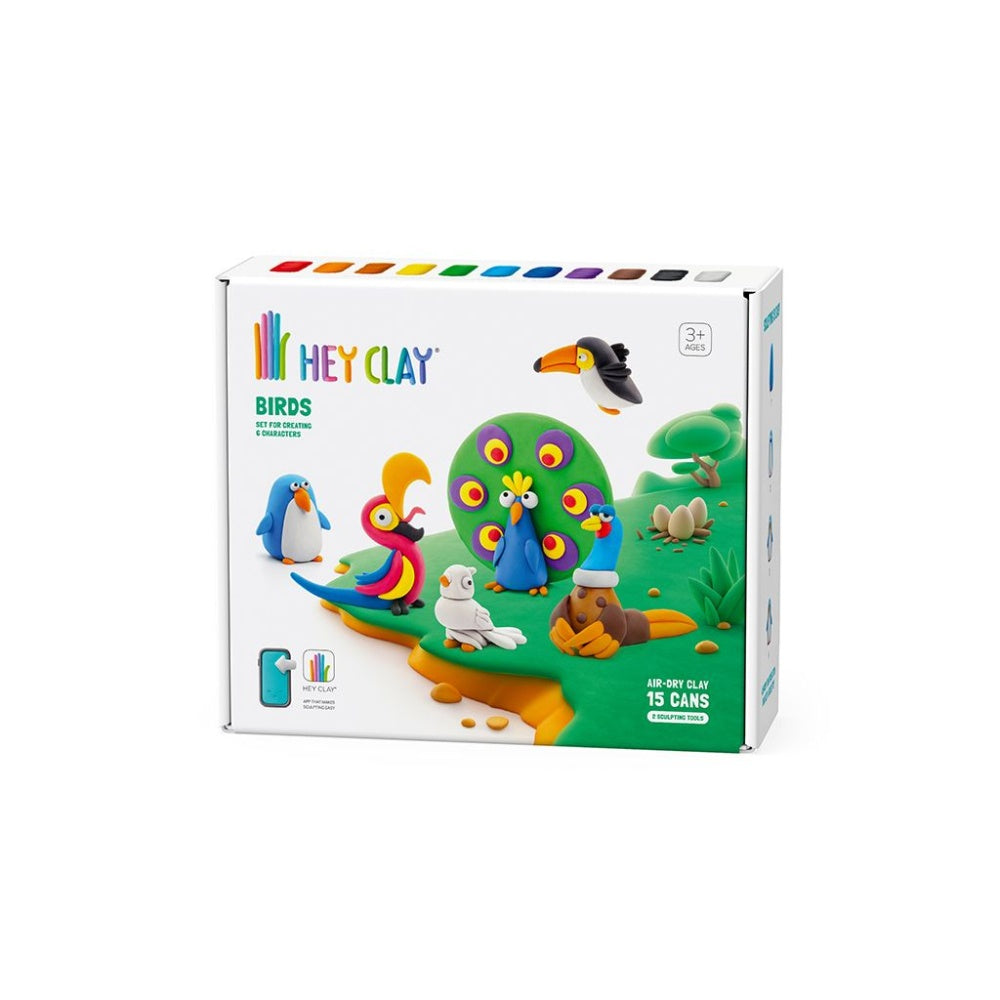 Hey Clay - Modelling Air-Dry Clay with Fun Interactive App - Birds, 15 cans