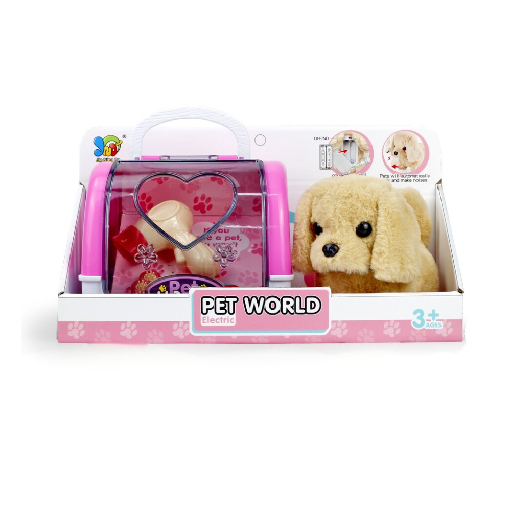Cogo - Pretend & Play Electric Plush Dog Care Kit with Pet Grooming Accessories - Brown Dog