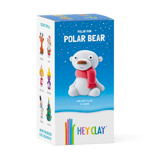 Hey Clay - Modelling Air-Dry Clay with Fun Interactive App - Polar Bear, Christmas Series, 5 cans