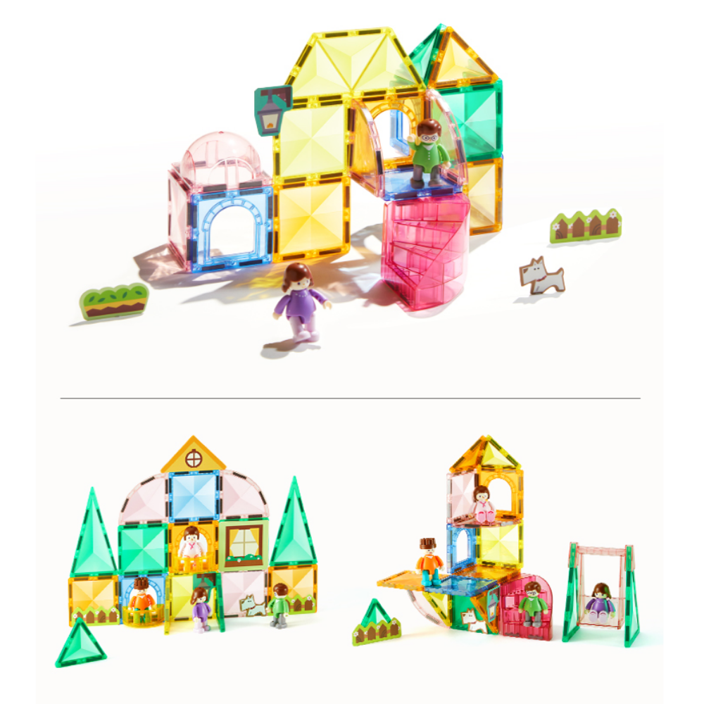Mideer - Colourful Magnetic Tiles Building Set - Our Family - 32pcs