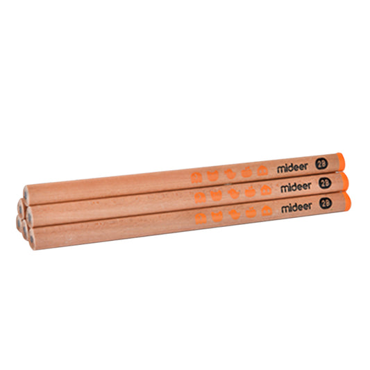 Mideer - Triangular 2B Pencils - 6 Thick Easy Grip Pencils for Early Writing