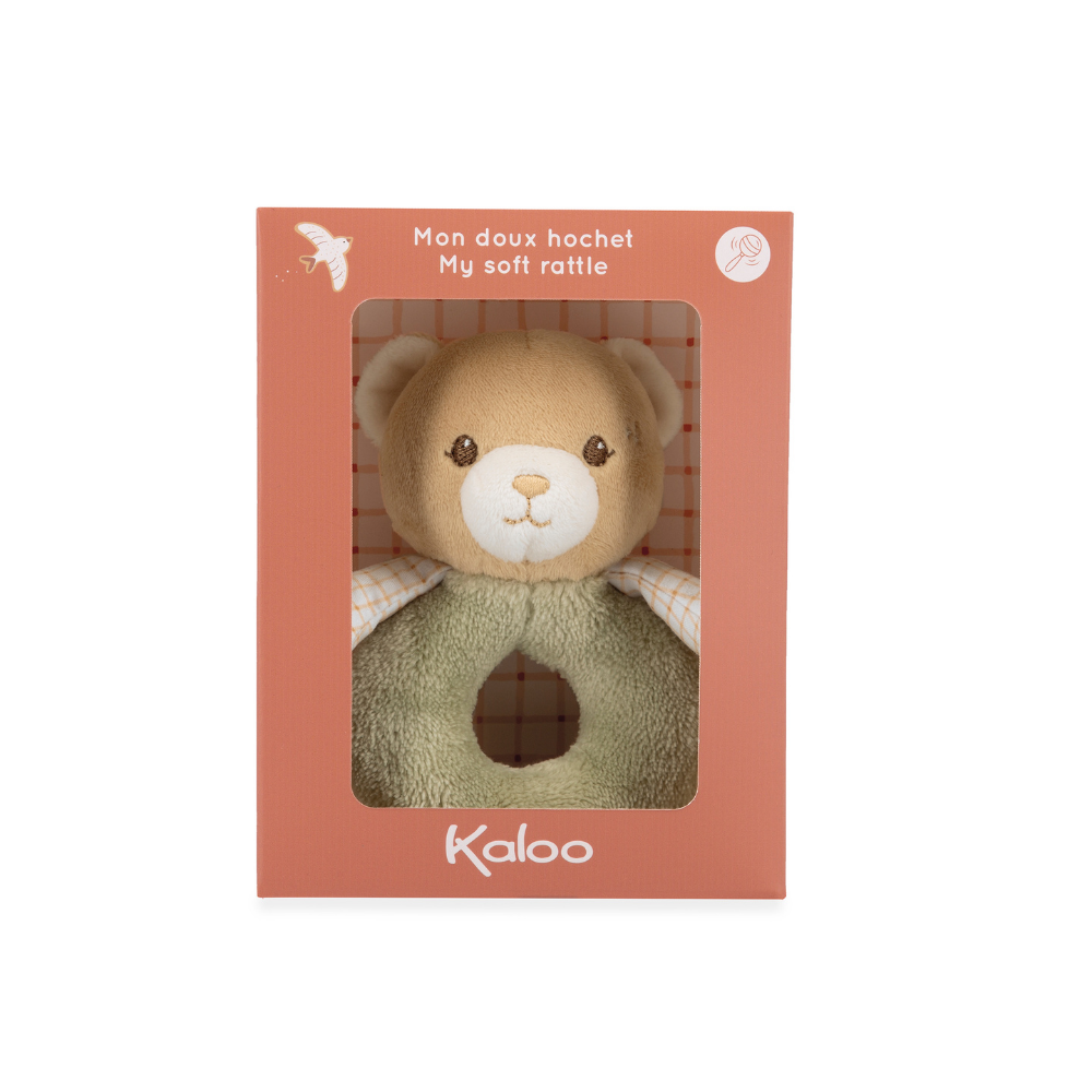 Kaloo - Rattle Soft Toy - Green Bear