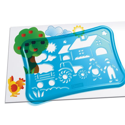 Quercetti - Farm Stencil Art Set - Animal Drawing & Colouring Activity for Kids