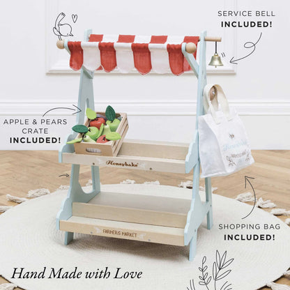 Le Toy Van - Wooden Market Stall & Fruit Play Food Crate - 3pcs