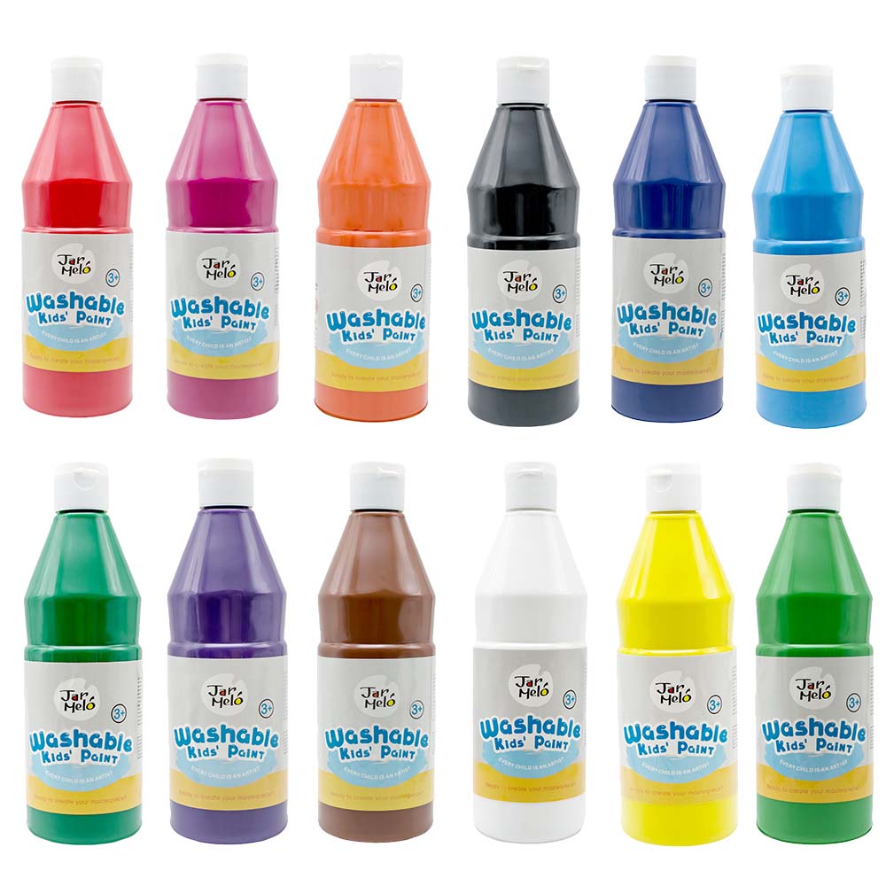 Jar Meló - Washable Paint Set for Kids - Non-Toxic Tempera Paint - 12 x 500ml