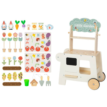 TookyToy - Pretend Play Wooden Gardening Cart Set - 53 Pieces