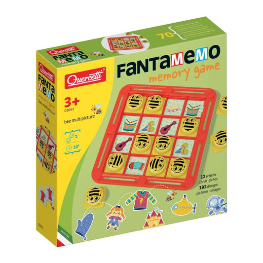 Quercetti - Fanta Memo Bee Memory Game - Nature-Themed Matching Cards for Kids - Motherhood