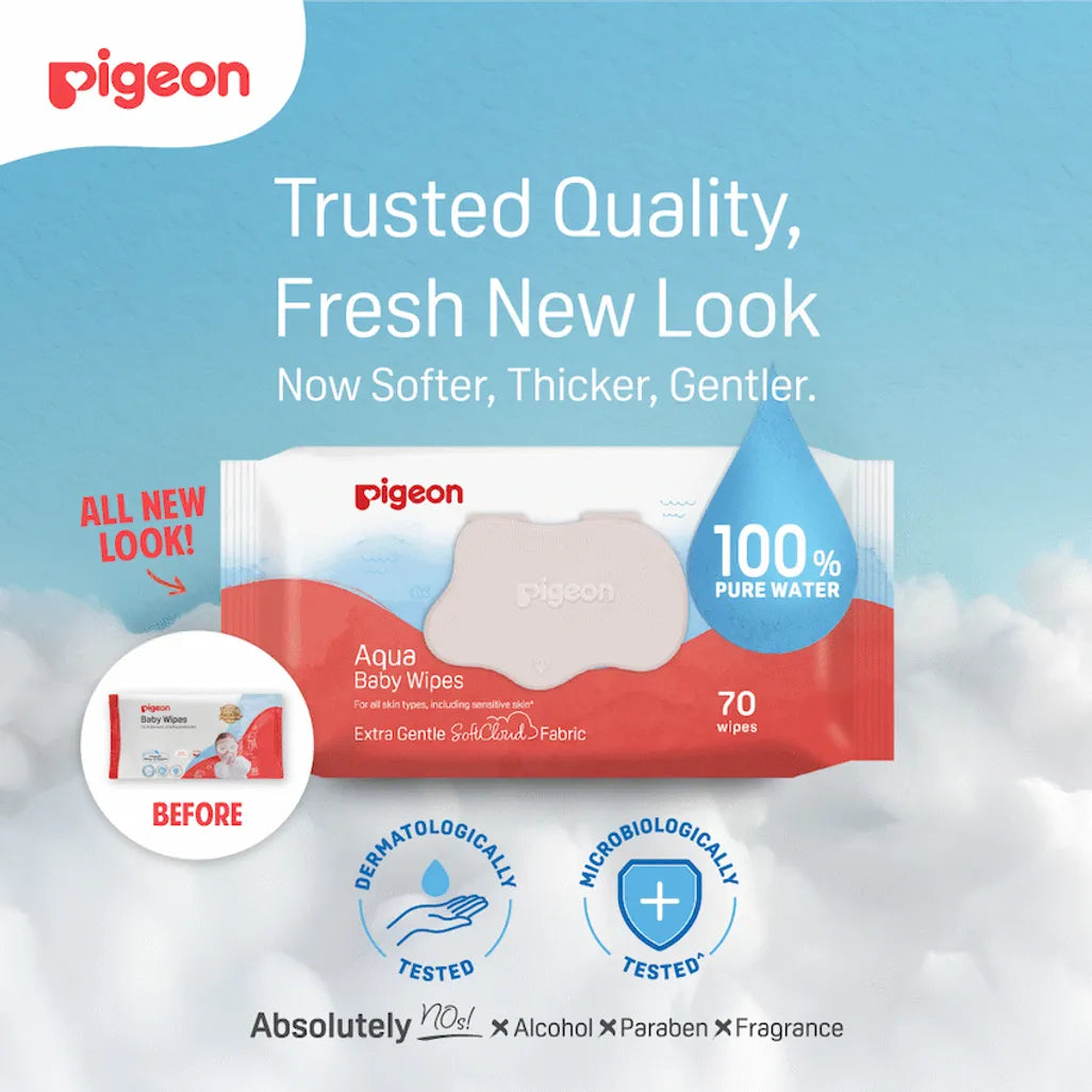 Pigeon Aqua Baby Wipes 70's Fliptop 3-in-1
