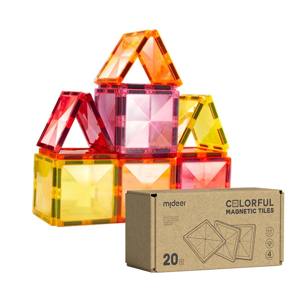 Mideer - Colourful Magnetic Tiles Building Set - Warm Colours - 20pcs