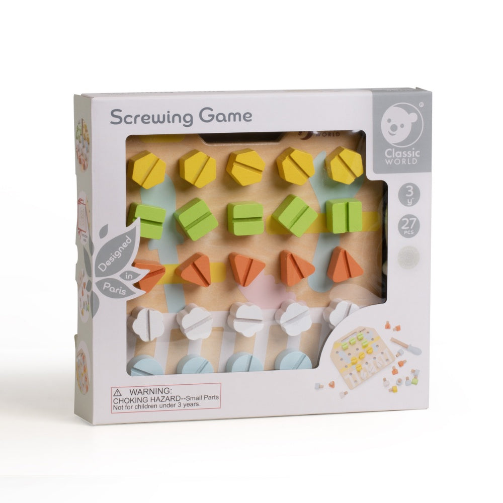 Classic World - Play & Learn - Wooden Screw Board Fine Motor Activity Toy