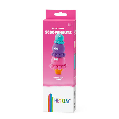 Hey Clay - Modelling Air-Dry Clay with Fun Interactive App - Scoopanauts, Series Nice Ice Cream, 3 cans