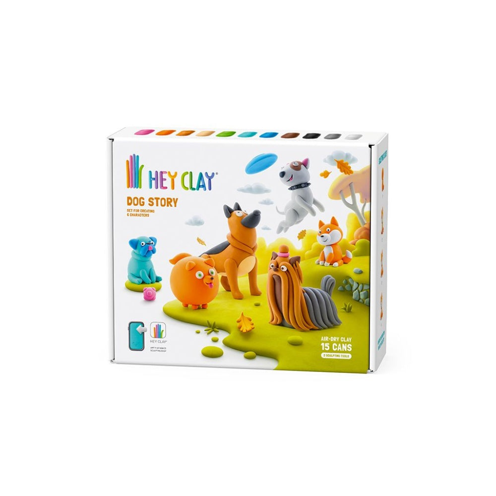 Hey Clay - Modelling Air-Dry Clay with Fun Interactive App - Dog Story, 15 cans