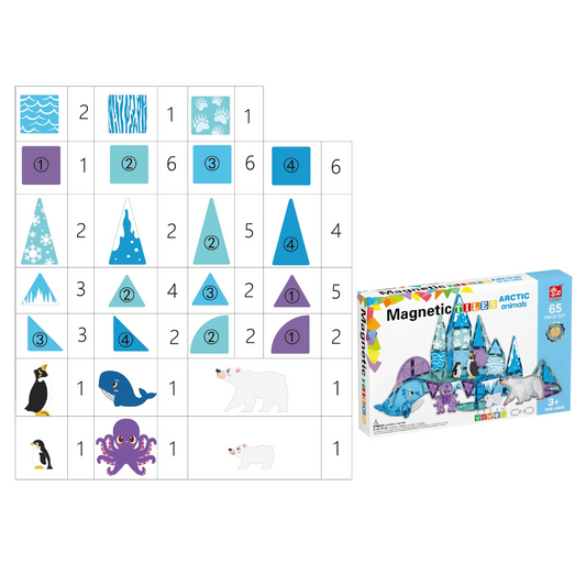Magnetic Tiles - Arctic Animals Set - 65 Pieces