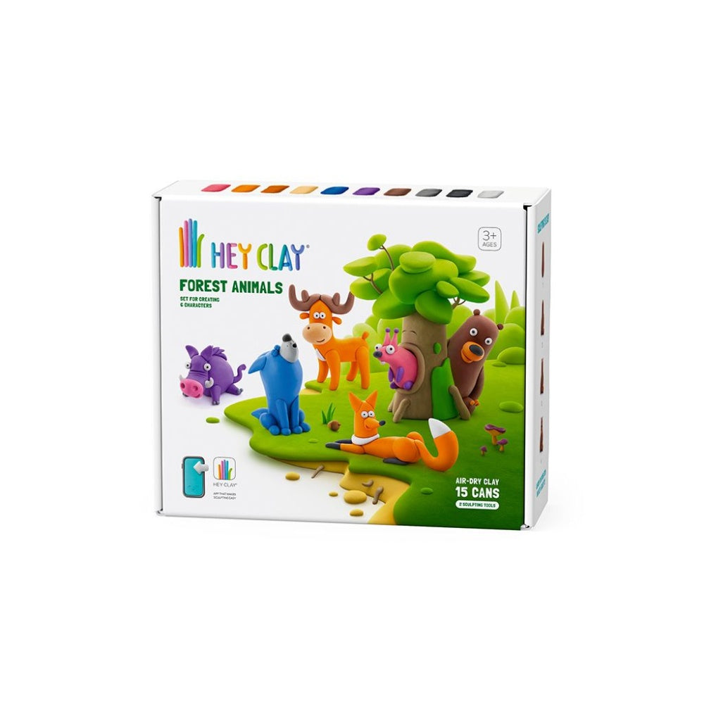 Hey Clay - Modelling Air-Dry Clay with Fun Interactive App - Forest Animals, 15 cans
