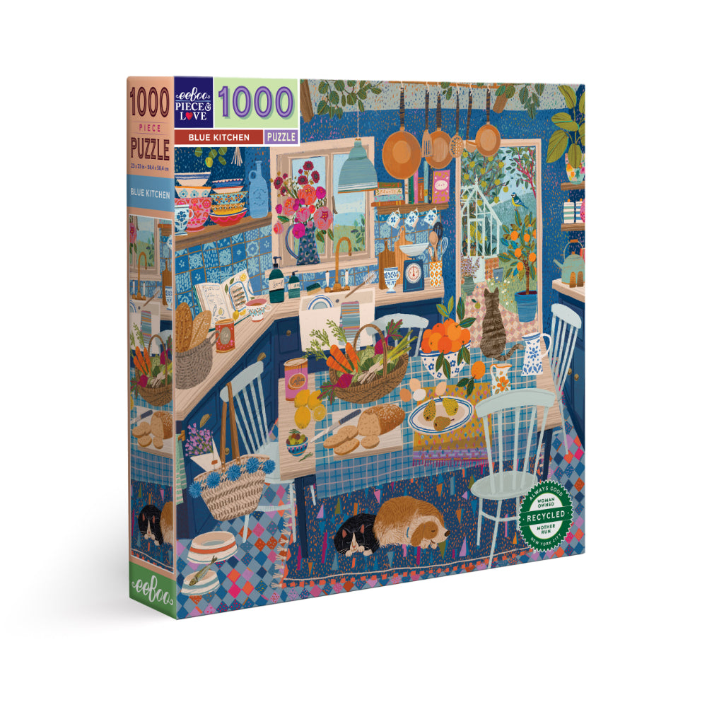 eeBoo - Blue Kitchen 1000 Piece Square Puzzle