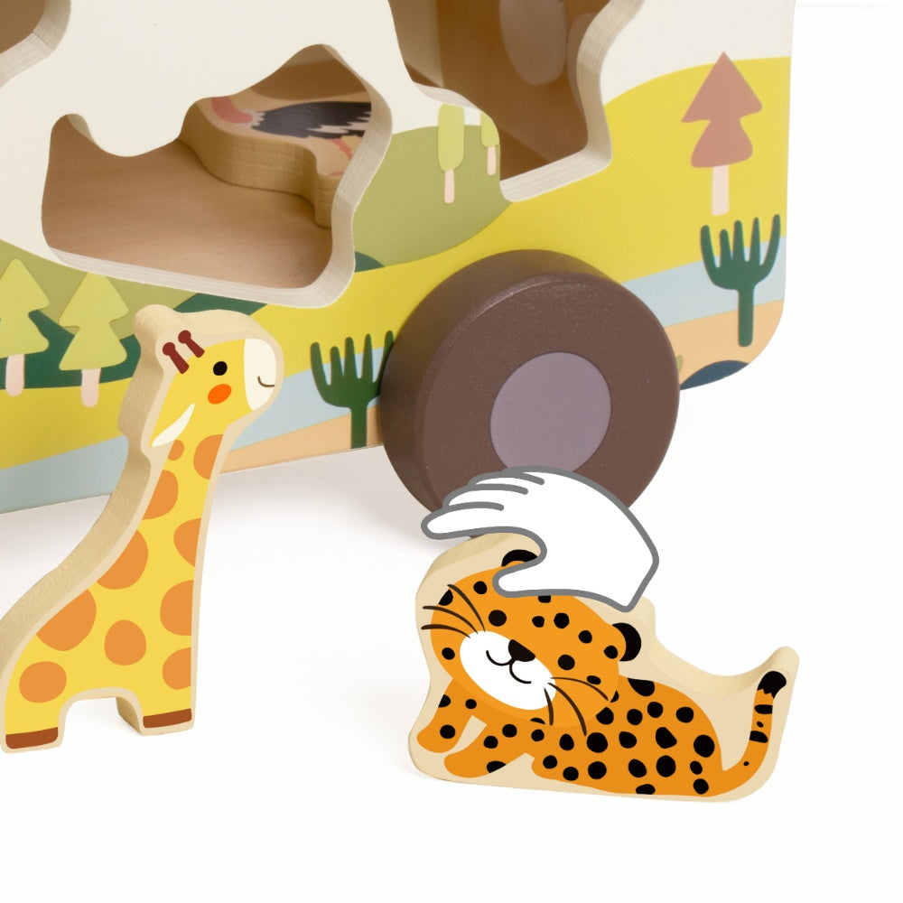 Classic World - Safari Adventurer Wooden Shape Sorter and Play Truck