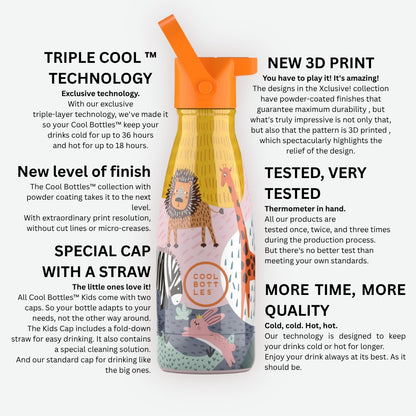 Cool Bottles - Kids Triple-Insulated Water Bottle - Space Rockets 260ml