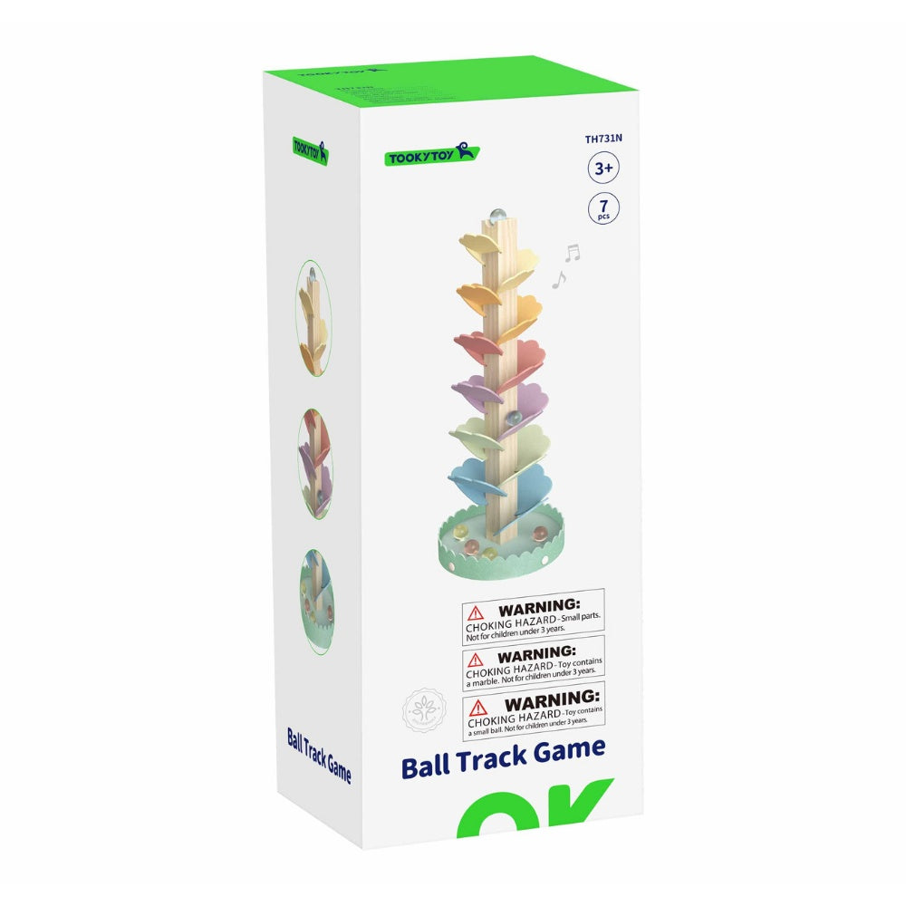 TookyToy - Wooden Ball Track Tree Toy with Spinning Leaves