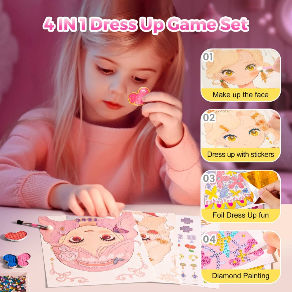 Jar Meló - 4-in-1 Makeup and Dress Up Arts & Crafts Book Set: Princess Glam