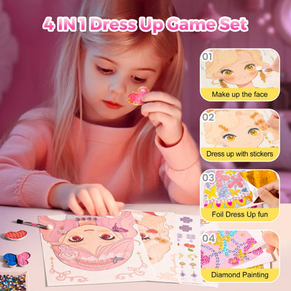 Jar Meló - 4-in-1 Makeup and Dress Up Arts & Crafts Book Set: Princess Glam
