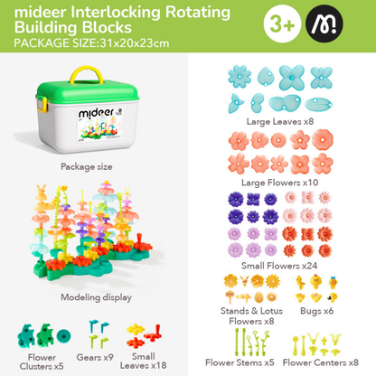 Mideer - Rotating Garden Puzzle Blocks with Spinning Gears - STEM Toy for Kids