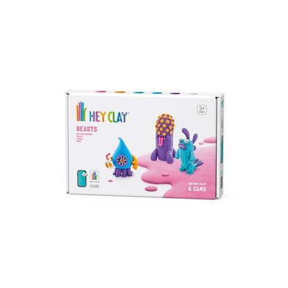 Hey Clay - Modelling Air-Dry Clay with Fun Interactive App - Drop, Violet, Fishka, Series Beasts, 6 cans