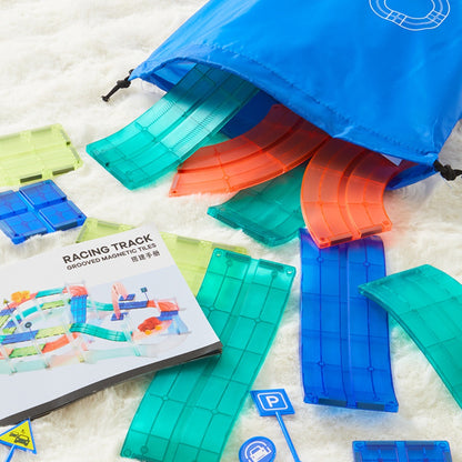 Mideer - Racing Track Grooved Magnetic Tiles Building Set