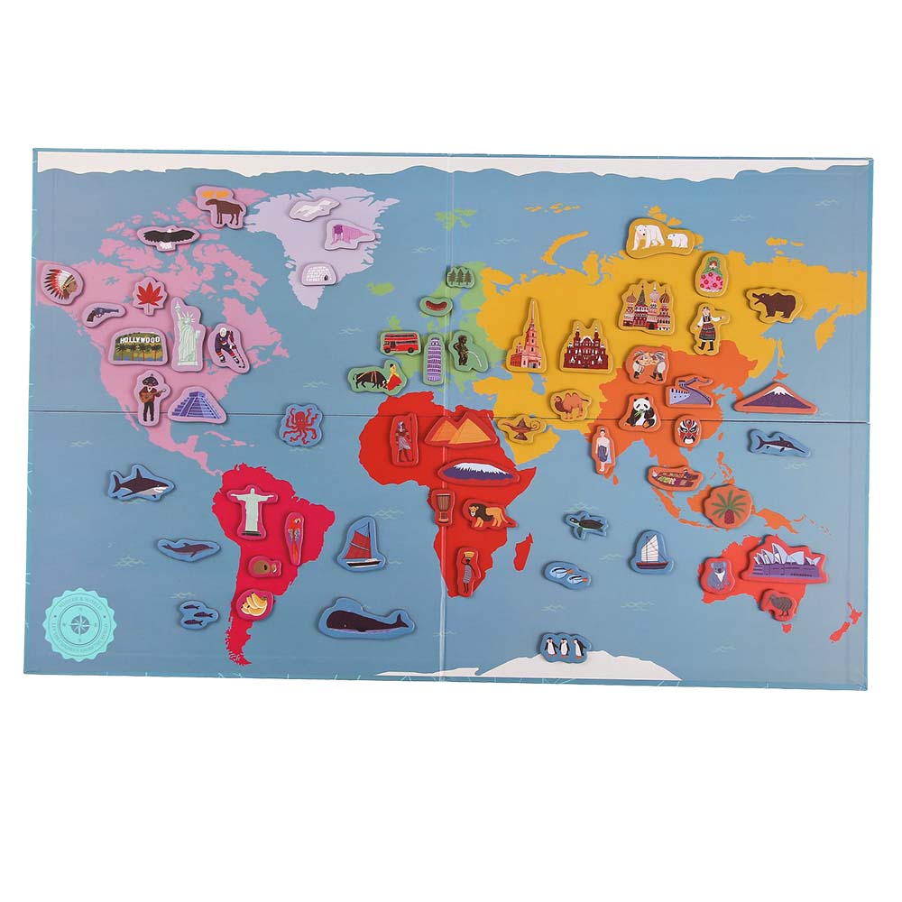 Mideer - Magnetic World Map Board - 148-Piece Geography Learning for Kids