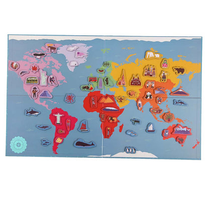 Mideer - Magnetic World Map Board - 148-Piece Geography Learning for Kids
