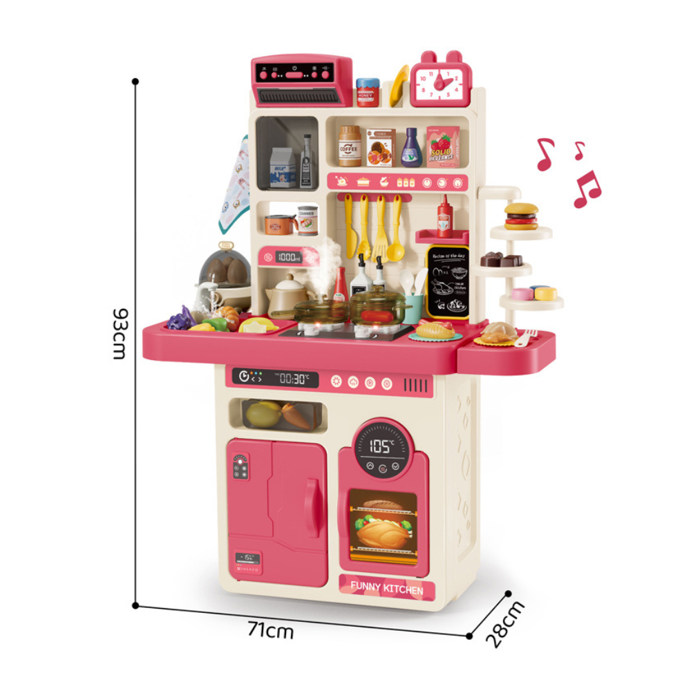 Cogo - Pretend & Play Kitchen Set with Light & Sound Effects - Pink - 89 Pieces