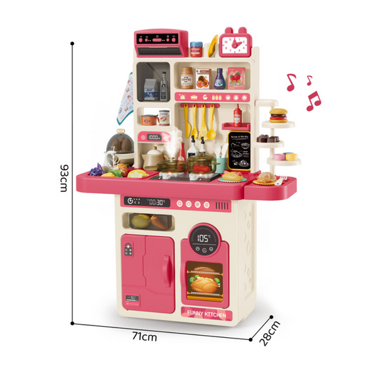 Cogo - Pretend & Play Kitchen Set with Light & Sound Effects - Pink - 89 Pieces